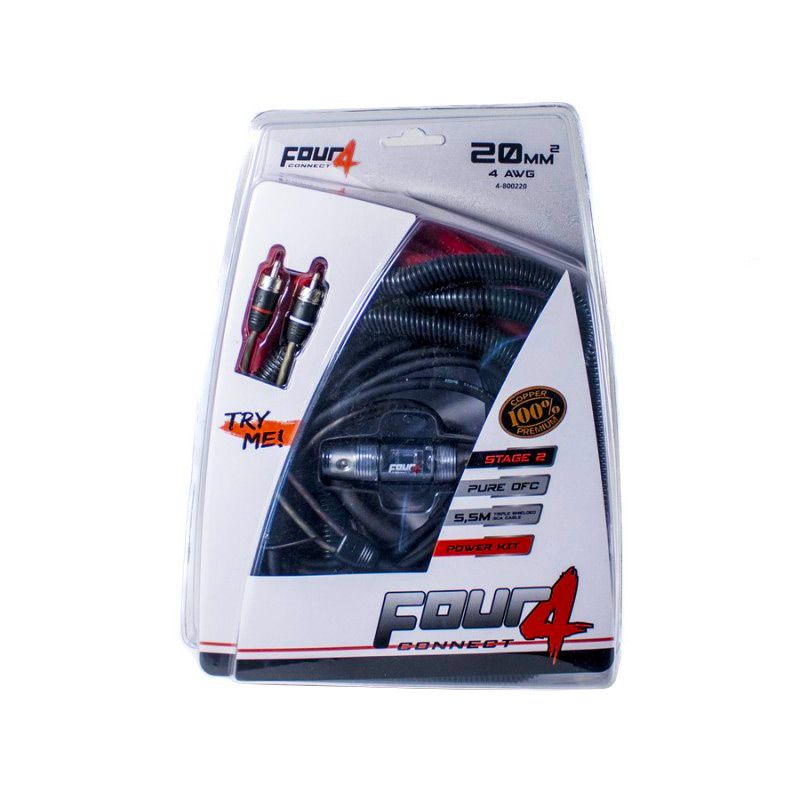 4 CONNECT STAGE2 20mm2 100% ren kobber amp installation kit 