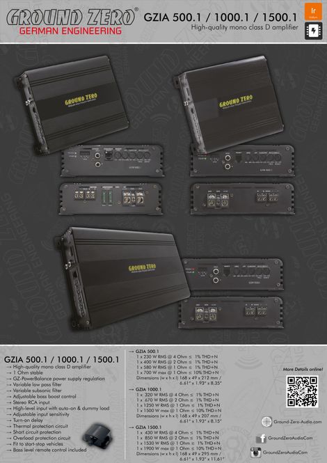 Hovedbilde Ground Zero GZIA 500.1 580W i 1Ohm Iridium ...