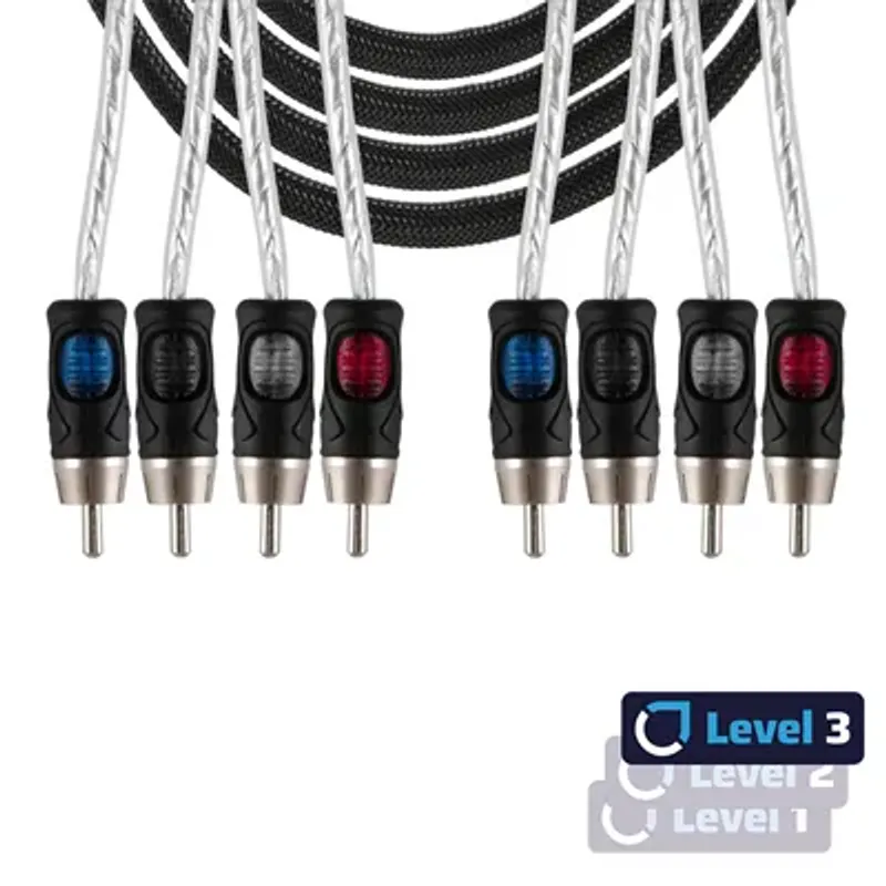 5,5m. Auto-Connect 4-kanals RCA signalkabel, 5.5 meter 4-kanals,